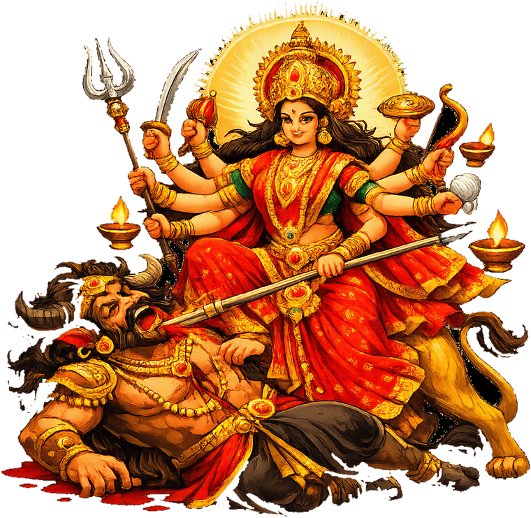 Maa Durga slaying Mahishasura